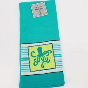 NWT Aqua Green Octopus Kitchen Dish Towel
